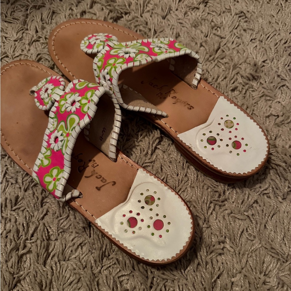 Jack Rogers Navajo Sandal Hot Pink and Green - Picture 3 of 4